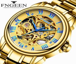 Gold Watches for Men Top Brand High Quality Waterproof Steel Mechanical Wristwatches Tourbillon Skeleton Hodinky Male Clock Saat6851852