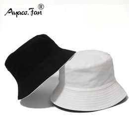 Wide Brim Hats Bucket Hats Black solid dot bucket hat double-sided unisex simple Bob hat hip-hop glasses mens Panama hat beach hat fishing Boonie Sunhat 240424