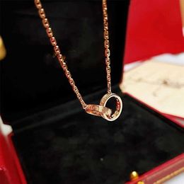 Designer trend Carter double ring necklace 925 Sterling Silver Plated 18K gold buckle Necklace pendant clavicle chain