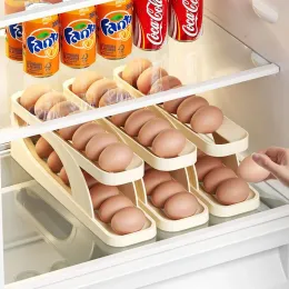Racks Slide Type Egg Rack Storage Box Egg Container Shelf Organiser New Automatic RollDown Doublelayer Egg Dispenser