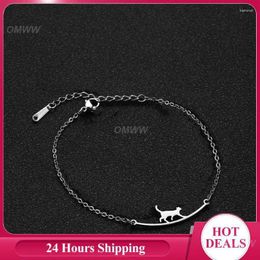 Anklets Cute Anklet Fashion All-match Stainless Steel Lasting Kitten No Fading Burden Bright Colour Summer Small