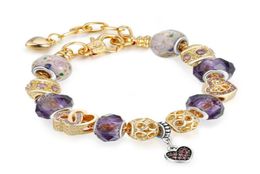 Fashion Charm Bracelet Female Rose Gold Purple Crystal Exquisite Bead Bracelet Jewellery Girl Child Gift Box11929263020727