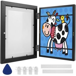 Frame 1/2Pc Kids Art Frame Set A4 Front Opening Photo Frames Wooden Kids Artwork Display for 100 Pictures for Drawing 3D Artwork