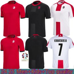 GEORGIA Soccer Jersey KVARATSKHELIA 24 25 National Team Home Away Georgien Football Shirts Kit CHAKVETADZE KVILITAIA ZIVZIVADZE men kids uniform