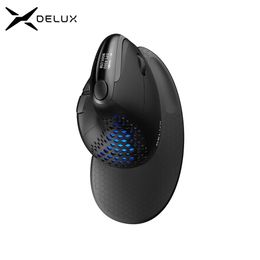 Delux M618XSD Seeker Ergonomic Vertical Mouse with OLED Screen 4000DPI Rechargeable 1000mA Removable Back Cover For Computer 240419