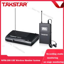 Earphones NEW Takstar WPM200 UHF Wireless Monitor System Stereo InEar Wireless Earphones & Ear Transmitter & Receiver Set 780789MHZ