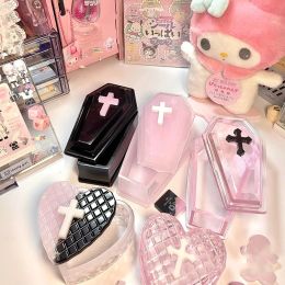 Bins Pink Lovely Jewellery Storage Box Cross Coffin Decoration Box