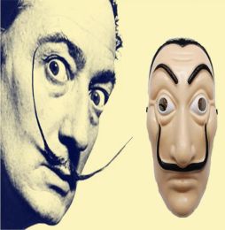 La Casa De Papel Full Face Mask plastic Salvador Dali Costume Movie Mask For Realistic Halloween Party Night Club 2024425