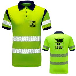 Polos AYKRM Hi Vis Reflective T Shirt Safety For Construction Workwear High Visibility Polo Short Sleeve Quick Drying XS6XL