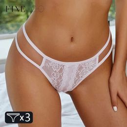 Briefs Panties FINETOO 3Pcs Women Sexy Lace Thongs Low-Rise Patchwork Bikini Panties S-XL Lace G-string Underpants Ladies Sexy Floral Underwear Y240425