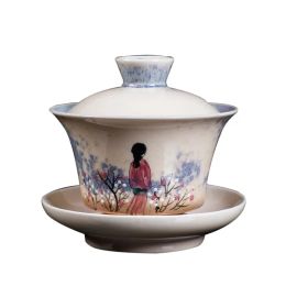 Shavers Jingdezhen Gaiwan 130ml Handmade Ceramic Tea Bowl Art Teaware Master Cup Tea Tureen Drinkware Decor Crafts as Birthday Gifts