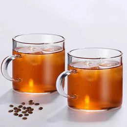 Tumblers PARKITY 130ML Thick Glass Handle Coffee Tea Cup Household Cold Low Temperature Resistant Transparent Set H240425