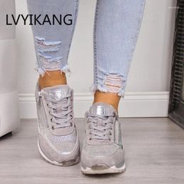 Fitness Shoes Women Sneaker 2024 Casual Wedge Ladies Flat Zipper Lace Up Comfortable Female Vulcanized Outdoor Single Shoe 34-43