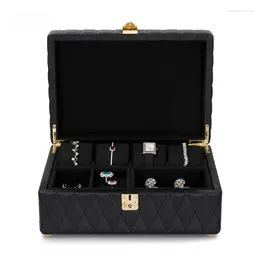 Jewellery Pouches High-end Leather Box Double-layer Split Ring Watch Organiser