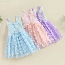 Girl's Dresses Summer New Baby Girl Dress Cute Butterfly Wings Suspender Dress Mesh Ball Gown Children Dress Sweet Princess Girls DressL2404