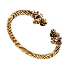 VB300028 Gold color Nordic Viking Bear Cuff Bracelet Scandinavian Historical Costume Men Jewelry4139497