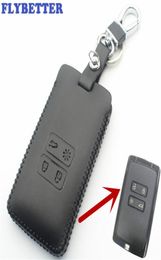 FLYBETTER Genuine Leather 4Button Keyless Entry Smart Key Case Cover For Renault Kadjar Car Styling L20015011508