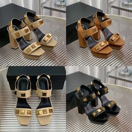 Buckle Square Peep Toe Platform Sandals Pumps Women's Chunky Block High-heeled Ankle Strap Dress Shoes Designer High Heels Factory Footwear with Box Original Quality