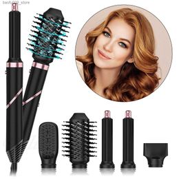 Curling Irons Professional foldable hair dryer 5-in-1 hairstyle machine hot air brush strong ion hair dryer with comb automatic curler Q240425