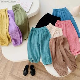 Trousers Sweet Girls Cotton Linen Pants Baby Kids Casual Loose Harem Pants Spring Summer Girl Breathable Pant Children ClothingL2404