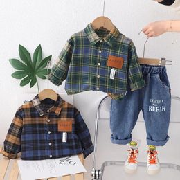 Clothing Sets Boys Clothes Spring Autumn 2024 Children Cotton Shirts Denim Pants 2pcs Casual Suit For Baby Jeans Tracksuits Kids Outfits