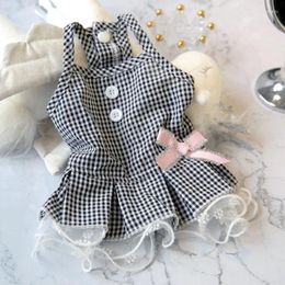 Dog Apparel Plaid Bows Wedding Suit Summer Girl Boy Pet Dress For Little Small Chihuahua Pomeranian Cat Clothes Tutu Skirt Accessories