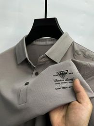 Men's Polos 2024 High End Design Exquisite Printed Short Sleeve POLO Shirt Fashion Brand Men Summer Collar Hem Split Casual T-shirt