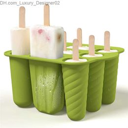 Ice Cream Tools Childrens silicone popsicle mold 9 pieces BPA - without lid DIY handmade reusable easy to release kitchen popsicle cream tray tool Q240425