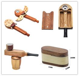 Classic Solid Folding Smoking Wooden Wood Pipe Tobacco Herbal Philtre Hand Ladybug Pipes Cans Holder Detachable Portable Smoking To4396380