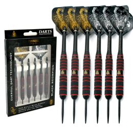 Darts CUESOUL Red 20g/22g/24g Steel Tip Black Coated Brass Dart Set Pack of 6 Pcs