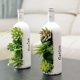 Decorative Flowers Artificial Flower China Vase Wine Bottle Simulation Succulent Plastic Plant Home Decoration Accessories For Wedding