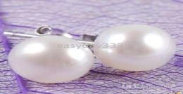 1314mm White Flat Round Natural Pearl Earring for Women Silver S925 Stud7628228