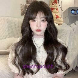 Genuine hair wigs online store Wig Womens Long Hair Curly Simulated Full Human Natural Sweet Fluffy and Big Wave Head Cover