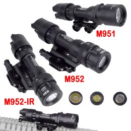 Tactical Surefir M951 M952 IR LED Powerful Strobe Metal Flashlight Scout Light Hunting Lamp 20mm Picatinny Rail QD Mount