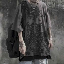 Men's T-Shirts Mens Extra Large Gothic Skull T-shirt Short Sleeve Dark Street Cotton Harajuku Summer 2023 H240425