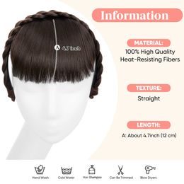 invisible covering bangs Wig piece braids white hair traceless bangs. bands one head and top patchwork