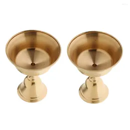 Candle Holders Pack Of 2 Thickened Copper Ghee Lamp Holder Buddhism Brass Butter Oil