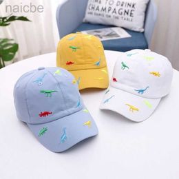 Caps Hats Fashion Baby Caps Dinosaur Embroidery Kids Baseball Cap Cotton Children Adjustable Sun Protection Hat Summer Autumn Toddler Hats d240425