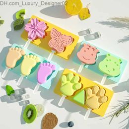 Ice Cream Tools Cartoon cow cat paw butterfly cream silicone Mould covered flower popsicles cube tray cheese gift kitchen tools Q240425