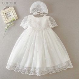 Girl's Dresses New Baby Girl Dress Baptism Dress White Lace Infant Baptism Birthday Party Wedding Princess Dress Baby Clothing 0-24M d240425