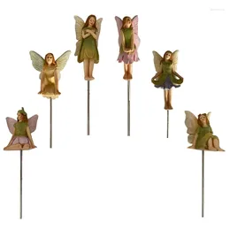 Garden Decorations Mini Fairy Figurines 6pcs/set Resin Fairies Stakes Set Miniature Statues For Outdoor Pot Plants Art Drop