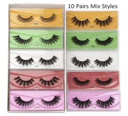 10 Styles False Eyelashes Natural Long Fake Eyelash Extension Thick Cross Faux 3d Mink Eye Lashes Makeup Mix 10Pairs1602521