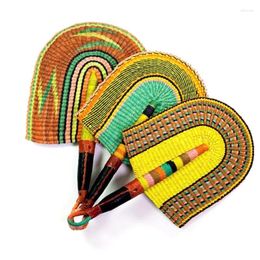 Decorative Figurines Handwoven Natural Straw Fan Boho Style Wall Art Po Props