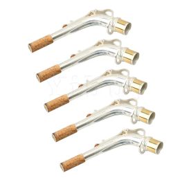 Saxophone Yibuy 5Pcs E Flat Alto Saxophone Elbow Bend Neck SilverPlate for Saxophone