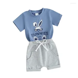 Clothing Sets Pudcoco Baby Boy Easter Set Round Neck Short Sleeve Letter Print Tops Elastic Waist Shorts 2 Piece Toddler Outfits