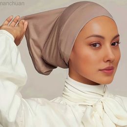 Hijabs New Muslim Ninja Hijab Inners Cap Stretchable Jersey Cotton Tube Cap Headband Shawl Bottom Women Headscarf Bonnet Islamic Turban d240425