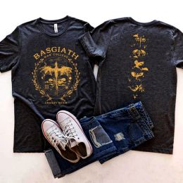 T-shirt Retro Basgiath War College Doubleside Graphic Tee Gold Dragon Fourth Wing Tshirt The Empyrean Series Booktok Trendy Casual Top