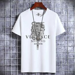 Men's T-Shirts Latest Mens Pure Cotton T-shirt Summer Design Breathable Short sleeved T-shirt Mens Solid Color Dress Retro Street Clothing O-neck TopQ240425