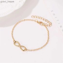 Beaded Simple Golden Silver Color Infinity Bracelet for Women Number 8 Charms Bracelets Bangles Fashion Unusual Party Jewelry LoverGift