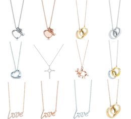 Charm Gift 100% 925 Silver Love and Key Cross Pendant Necklace Rose Gold White Gold Silver Jewelry Match World Fit Jewelry3446355